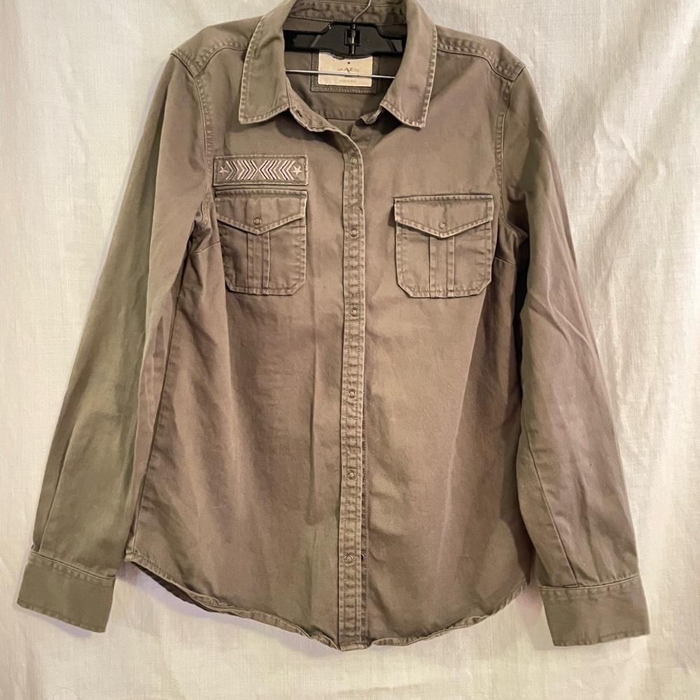 Arizona Jean Company Taupe Button Down Shirt